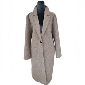 Zara Basic Soft Coat Mink Marl Notched Lapel Button Front Size XL EUC